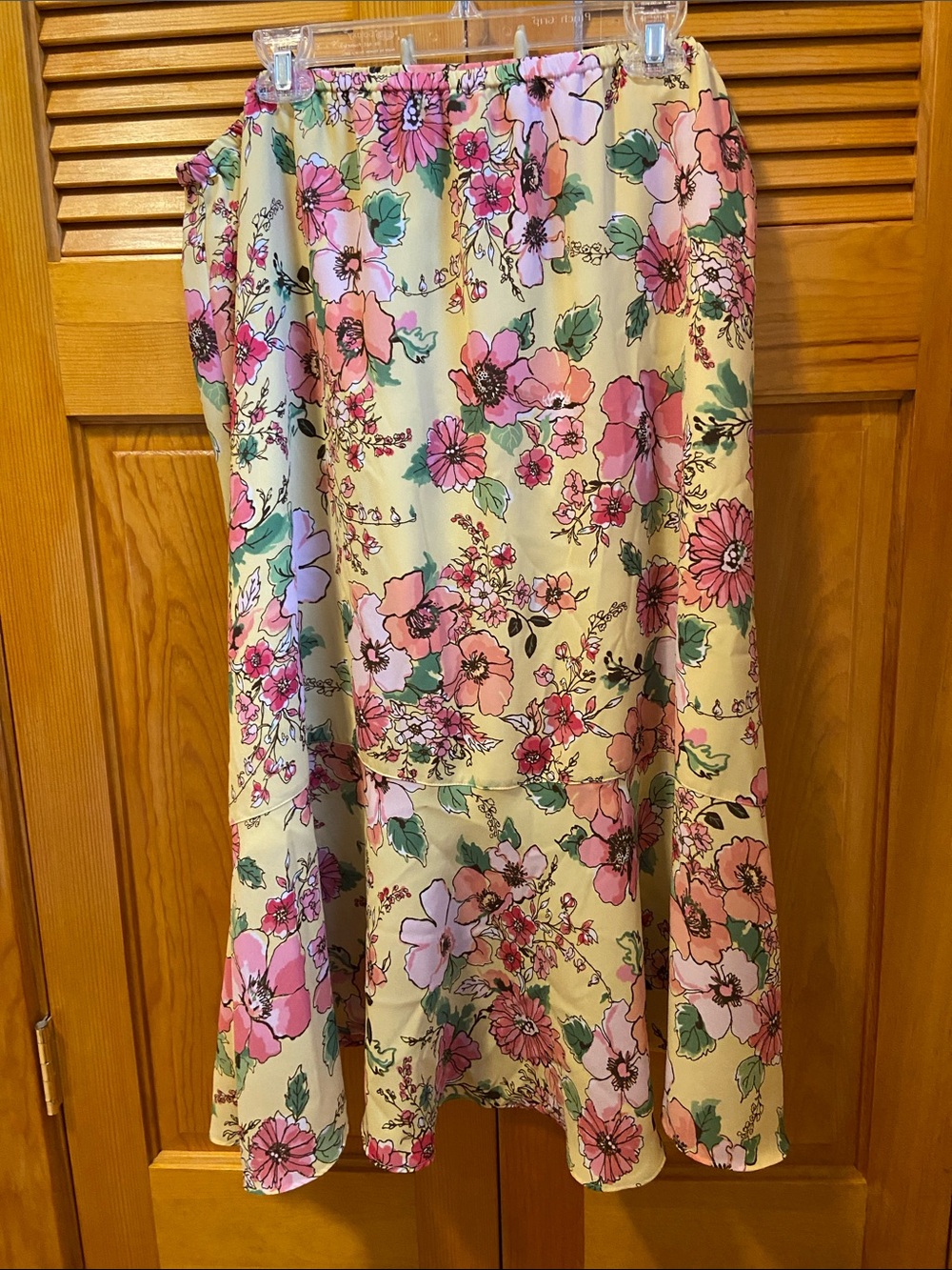 Liz Baker Pink & Yellow Floral Maxi Skirt